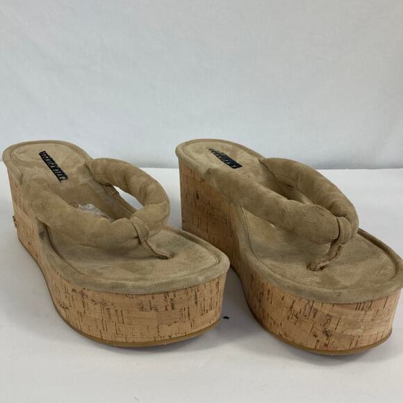 Veronica Beard Geno Cork Wedge Sandals in Sand Size 9.5 - Picture 3 of 7